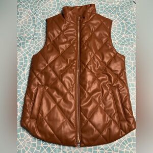 💛TODAY***$29***Chico’s rich brown faux leather vest like new!